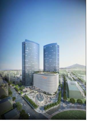 资料图片：“梦想大厦”鸟瞰图（乐天观光开发提供）