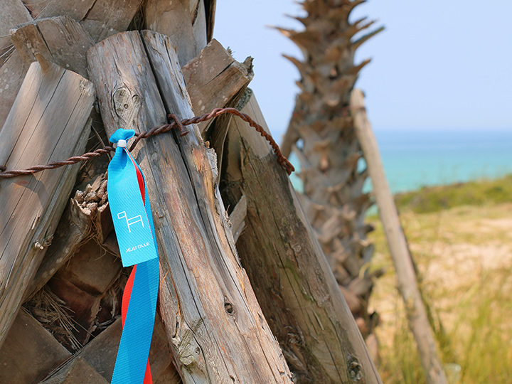 看到蓝色及橘色的缎带绑在一起就可以知道自己走到偶来小路啰