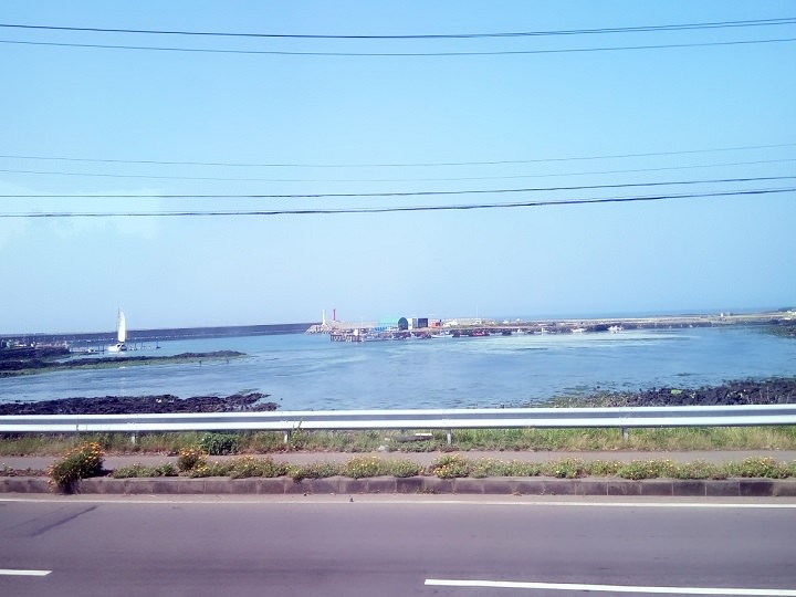 公交窗外的大海,一想到车是在海边开的,心里美滋滋的