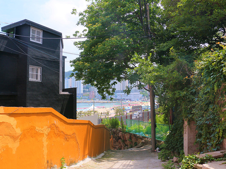 小路拐个弯就可以看到不远处的海边了