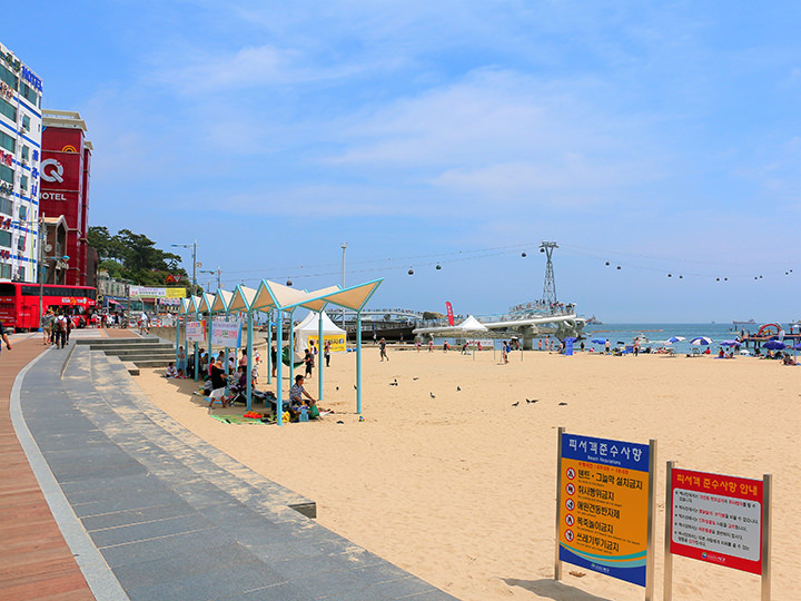 小路走出来过条小马路就是沙滩了