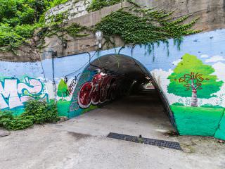 梨花大学闹市街附近的壁画隧道入口