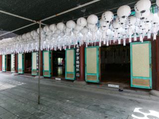 庆典活动期间，满挂莲灯