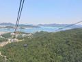 在缆车里可以眺望到群山和大海