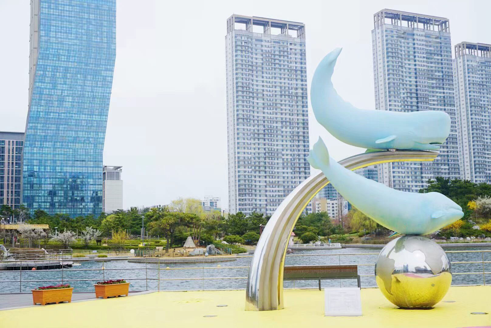 仁川公园中心心形喷泉地区