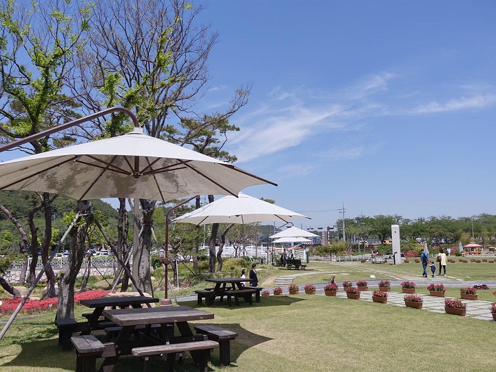 植物园外面也为旅客提供了休息的地方。