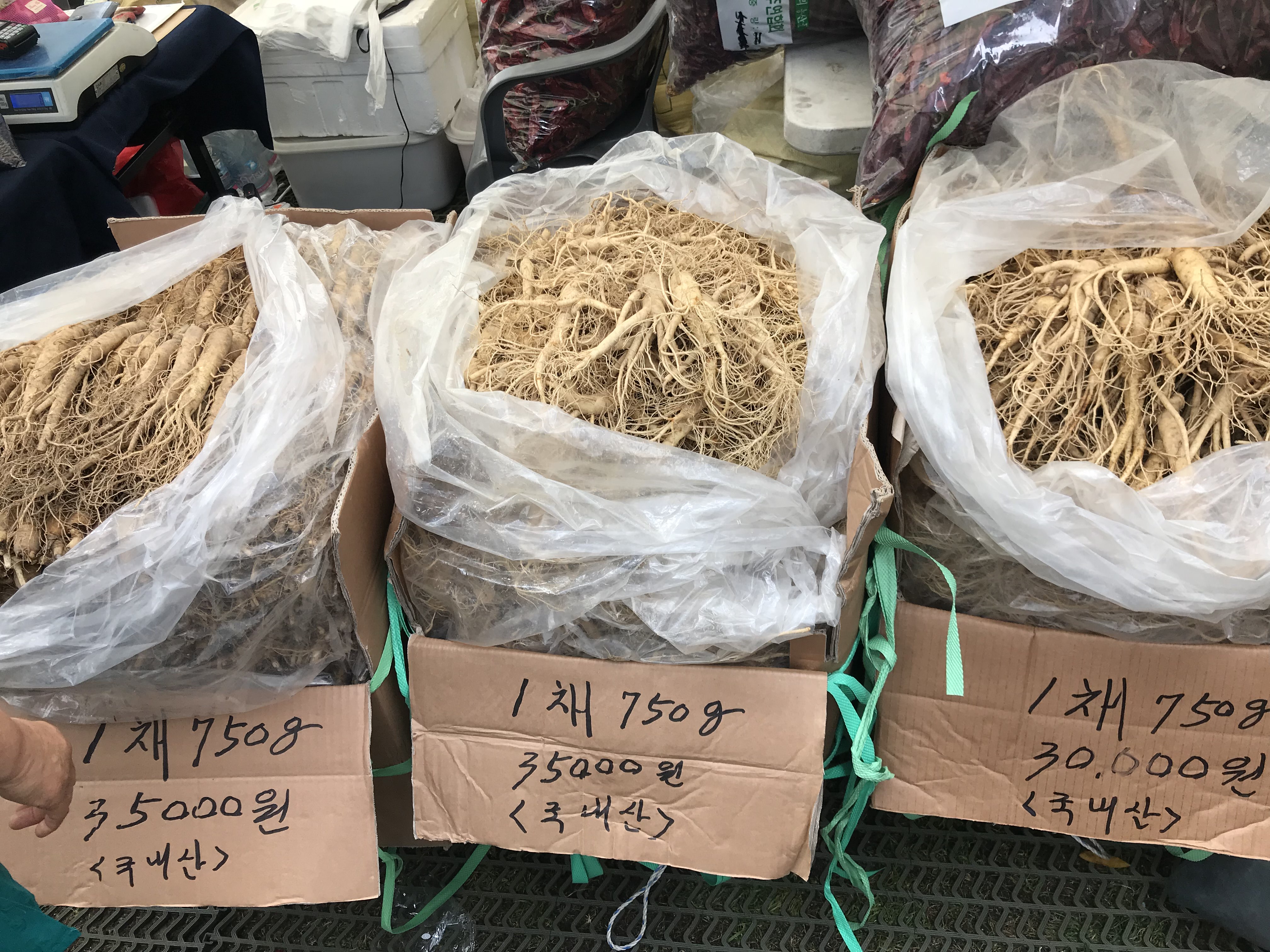 集市上到处都可以见到人参