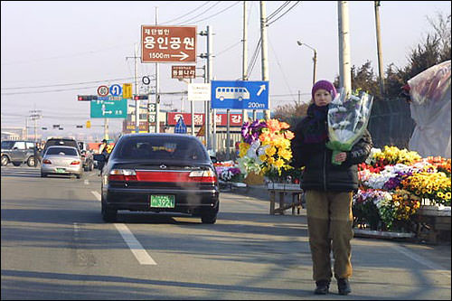 扫墓时花不可少!路边卖花的姐姐