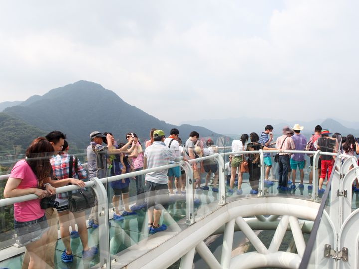 每个人穿好鞋套瞭望美景