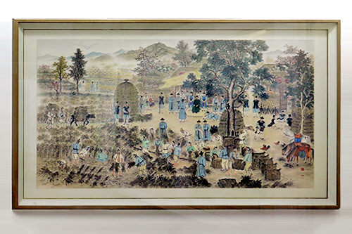 依照1444年实施的征税制度测量农田的场景