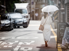 遮阳伞成为首尔新的街头时尚