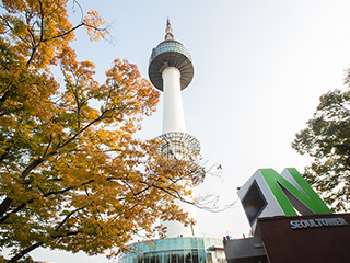 南山公园，枫叶下的首尔风景