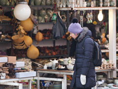 韩国传统景点——仁寺洞的冬日街头